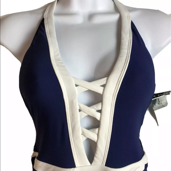 NEW $132 LAUREN by RL Spectator Blue SWIMSUIT Sz 6 - Picture 5 of 7